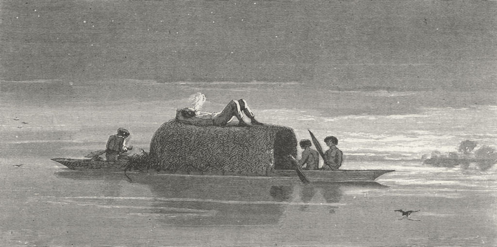 BRAZIL. Upper Amazon. calm, Ucayali 1880 old antique vintage print picture